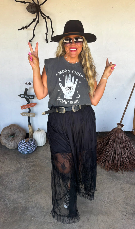 PREORDER: Autumn Blooming Maxi Skirt in BLACK // eta Sept - Oct.