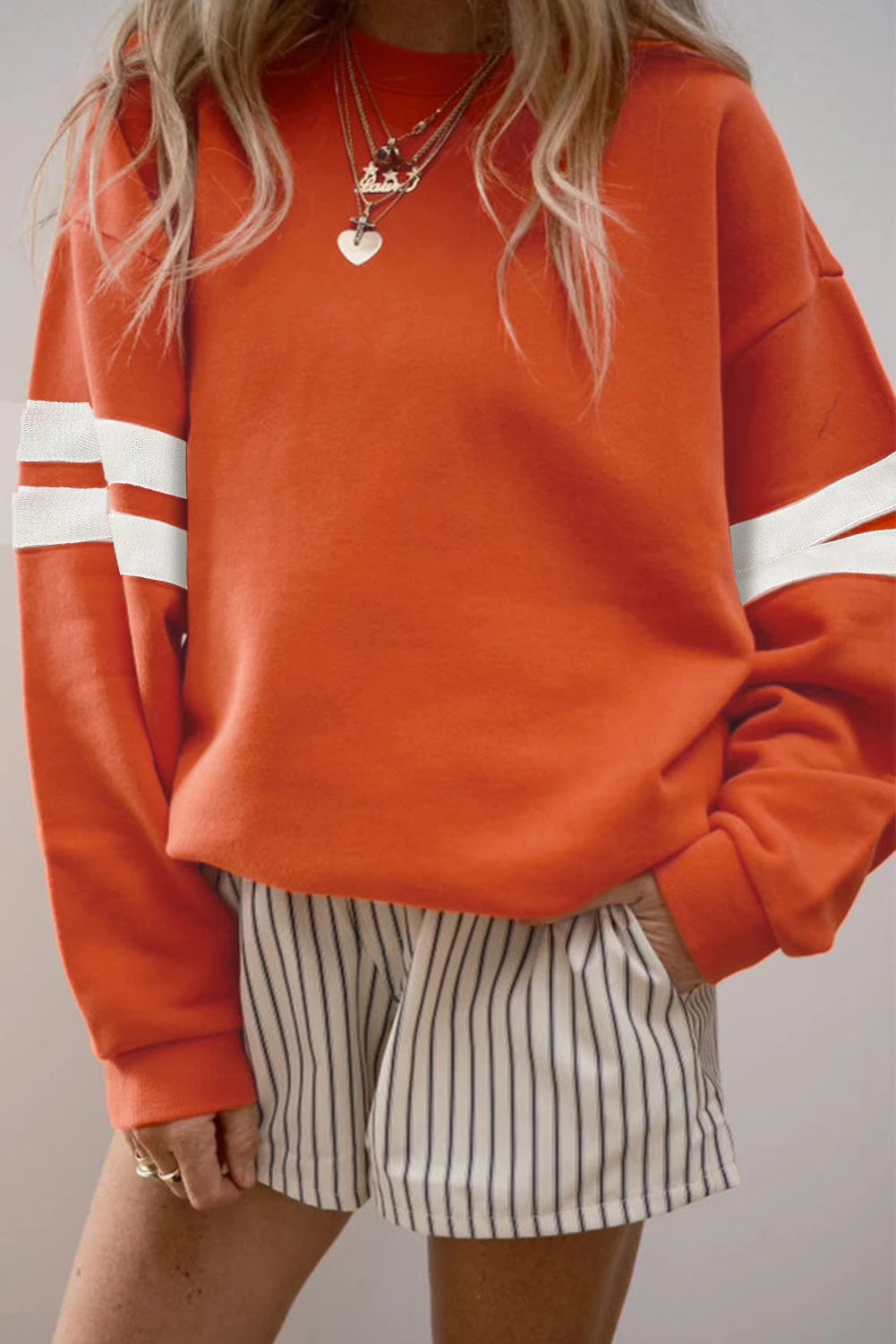 Varsity Striped Detail Drop Shoulder Oversized Sweatshirt //MANY COLORS