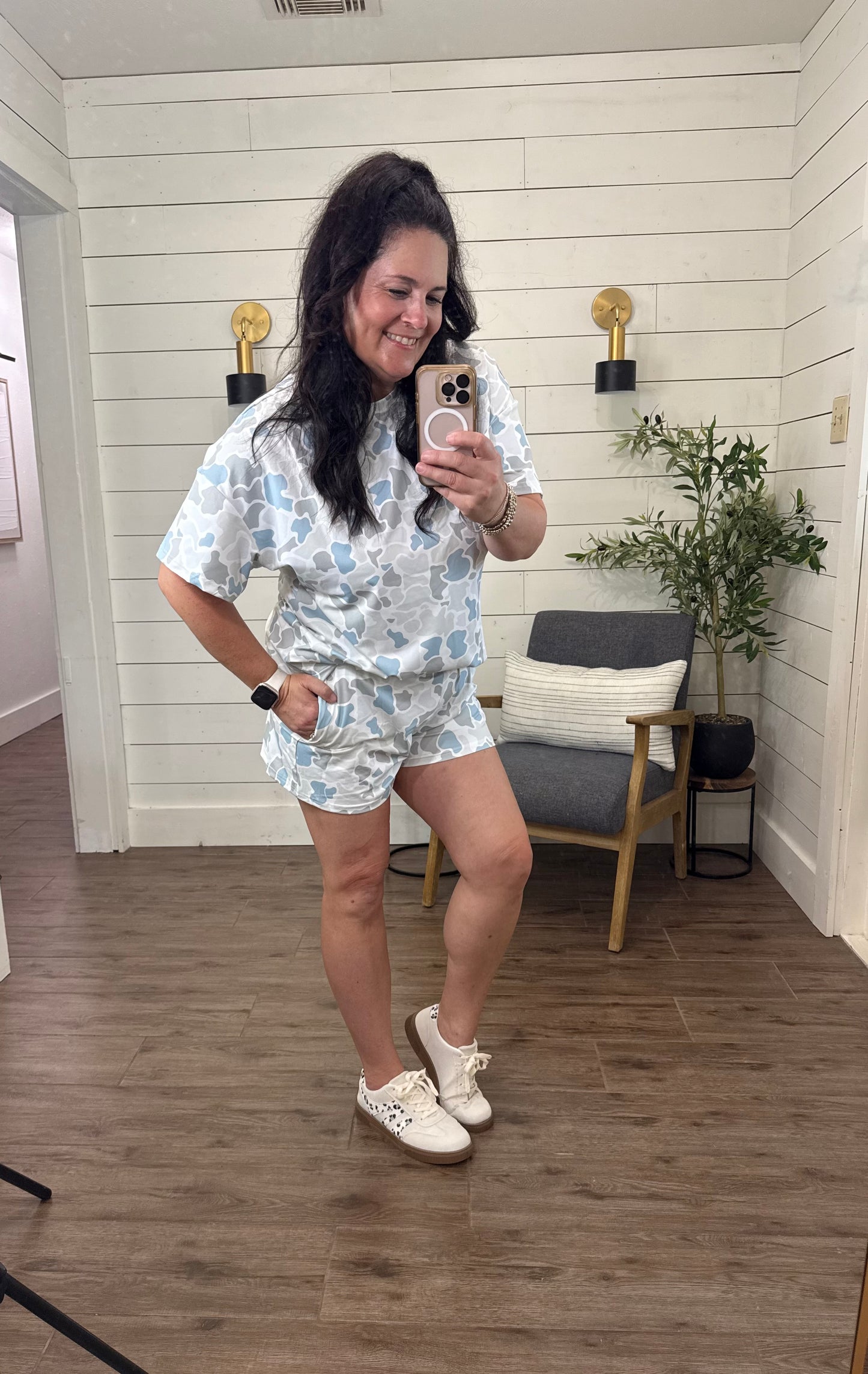 SHIPS FREE TODAY // Light Camouflage Print Casual Tee Drawstring Short Set