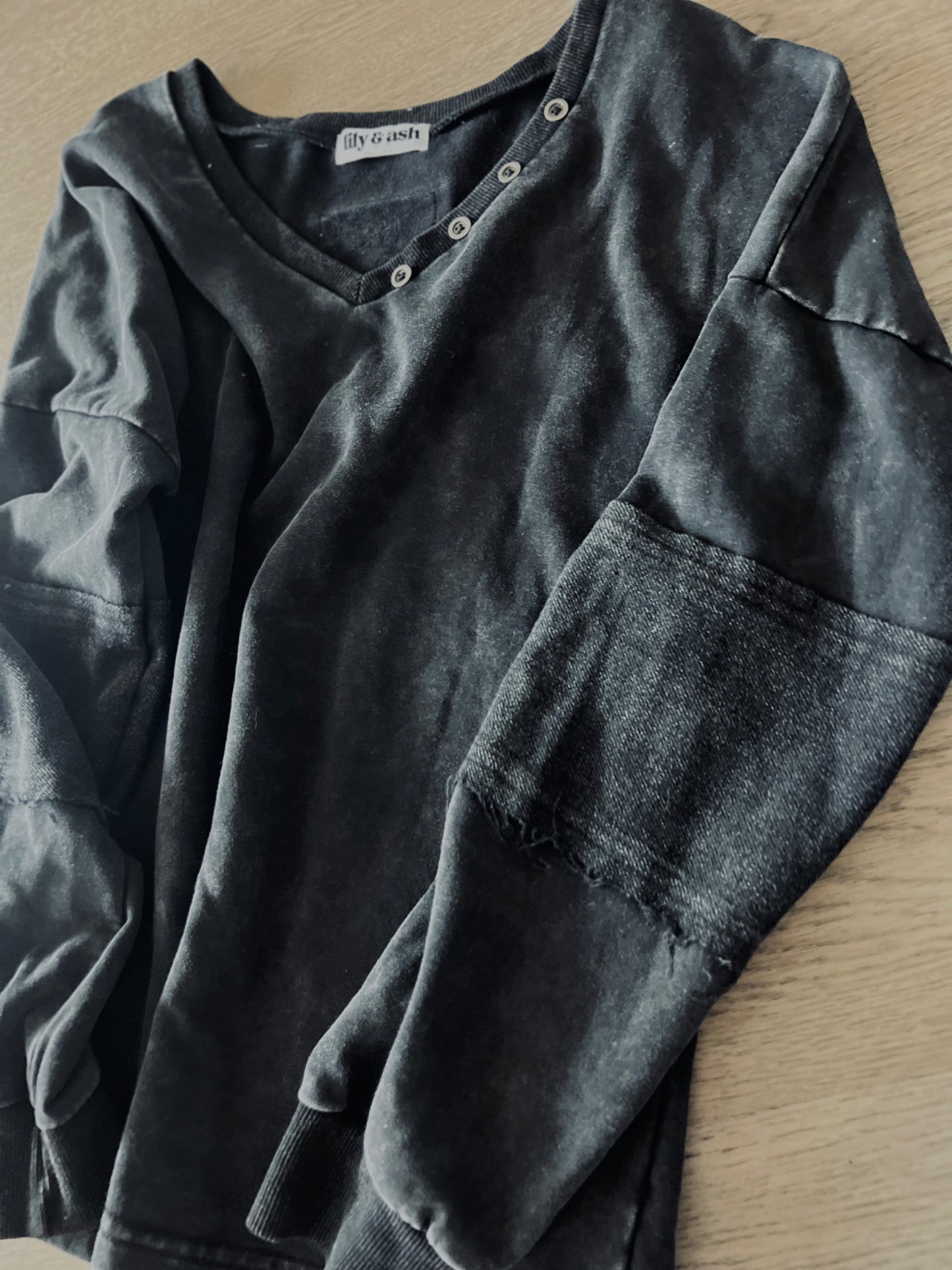 Kasen Vintage Wash Button Top