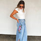 PREORDER: Eva Floral Embroidered Jeans // eta early June