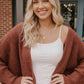 Cozy Button Front Waffle Knit Cardigan in Rust