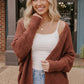 Cozy Button Front Waffle Knit Cardigan in Rust