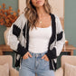 Yin and Yang Argyle Knit Cardigan in Black and Cream