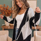 Yin and Yang Argyle Knit Cardigan in Black and Cream