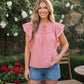 Sweet Strawberry Ruffle Flutter Top