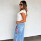 PREORDER: Eva Floral Embroidered Jeans // eta early June