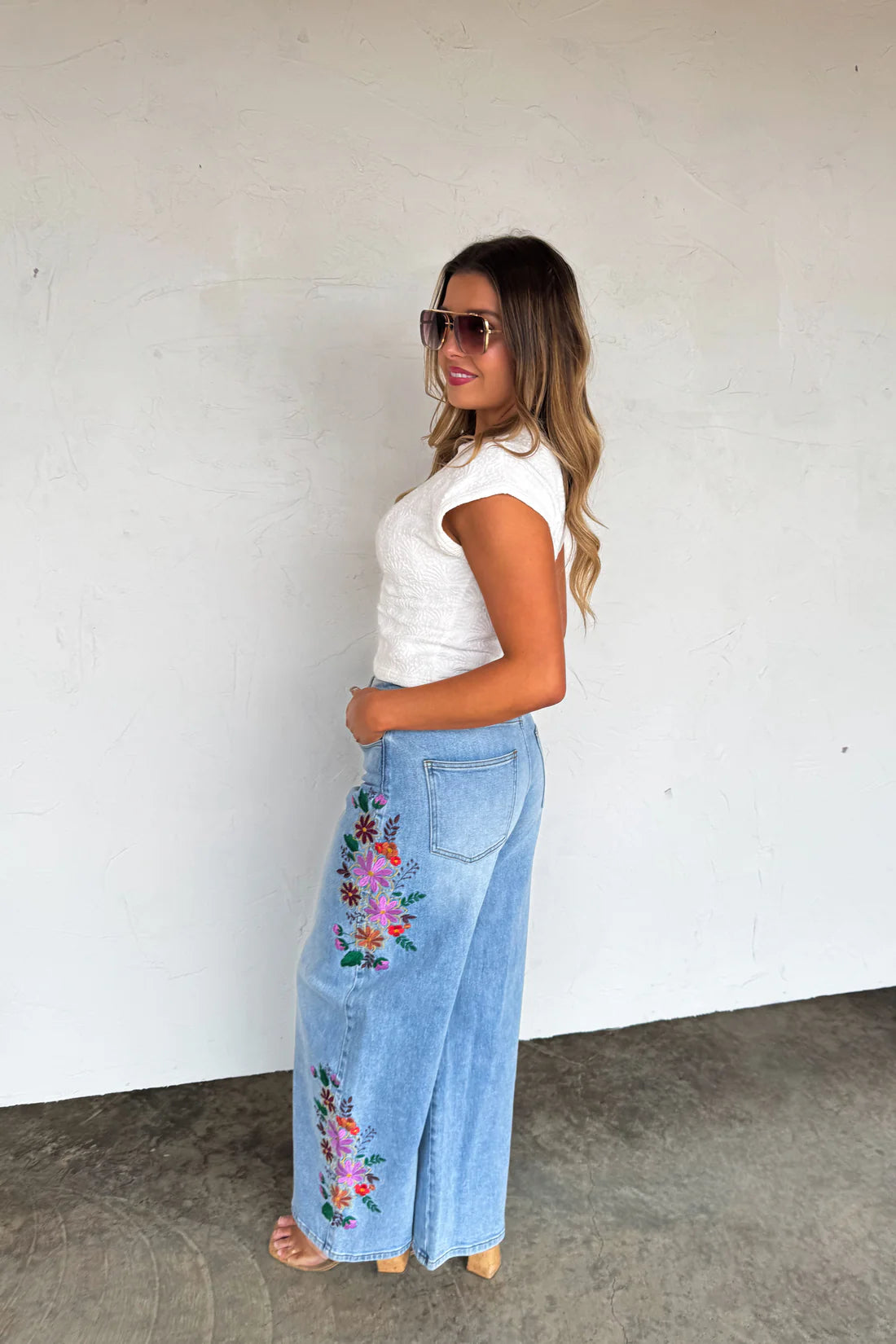 PREORDER: Eva Floral Embroidered Jeans // eta early June