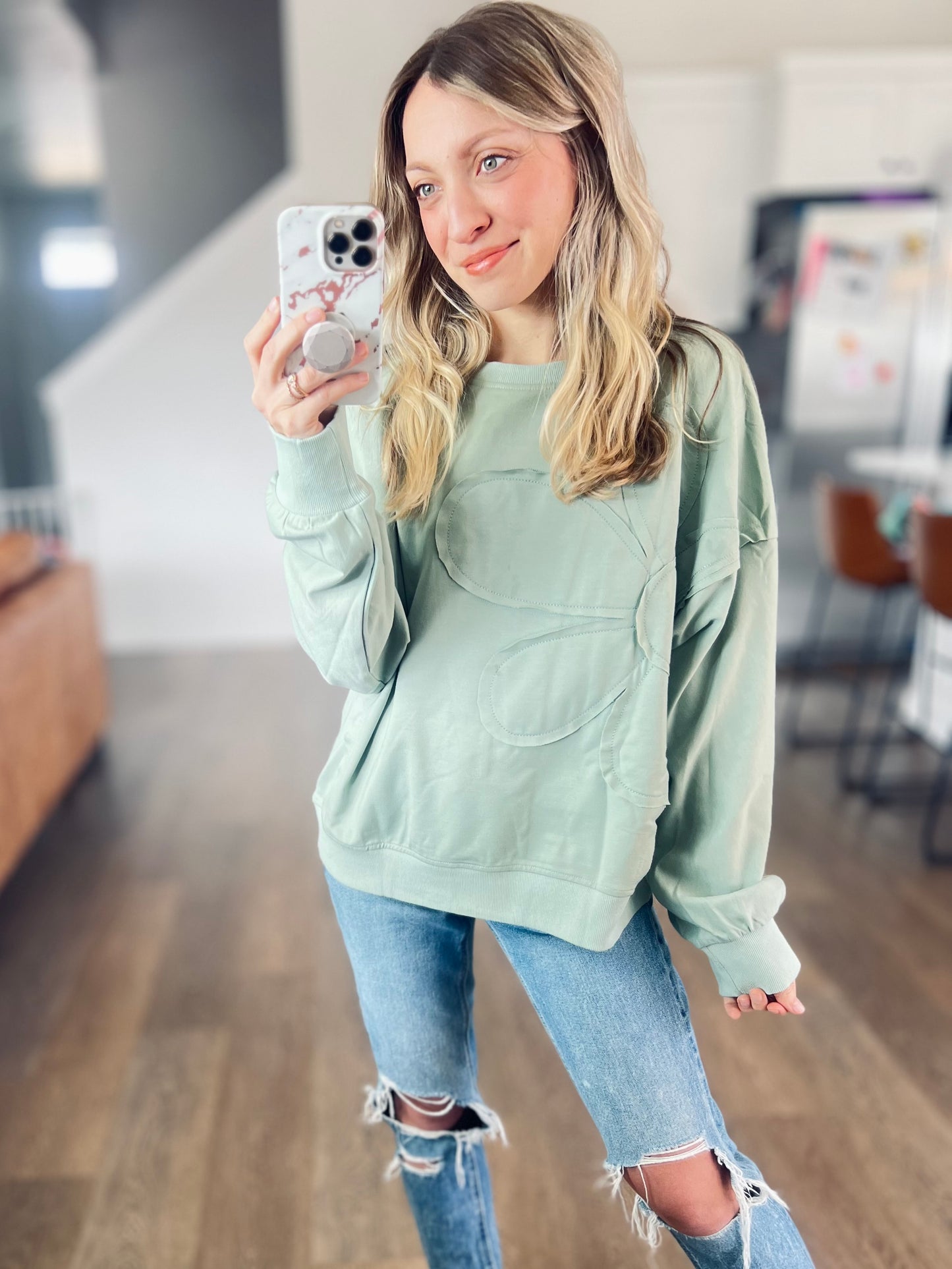 Sage Flower Pullover