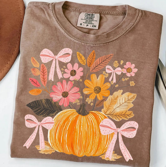 PREORDER: Preppy Pumpkin Floral Design Tee // ships 2-3 weeks