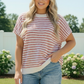 Breezy Stripe Knit Top in Ivory and Red