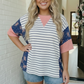 Stripe and Floral Mixed Top