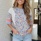 Garden Party Floral Mixed Media Top