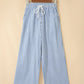Blue Stripe Drawstring Ankle Pants