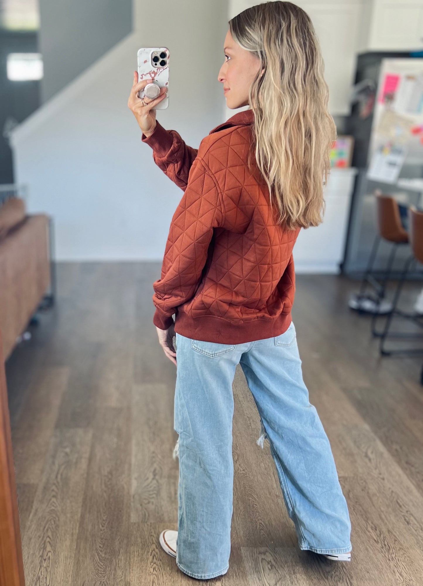 Deep Camel Quilted Pullover