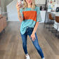 Color-block Round Neck Short Sleeve Tee