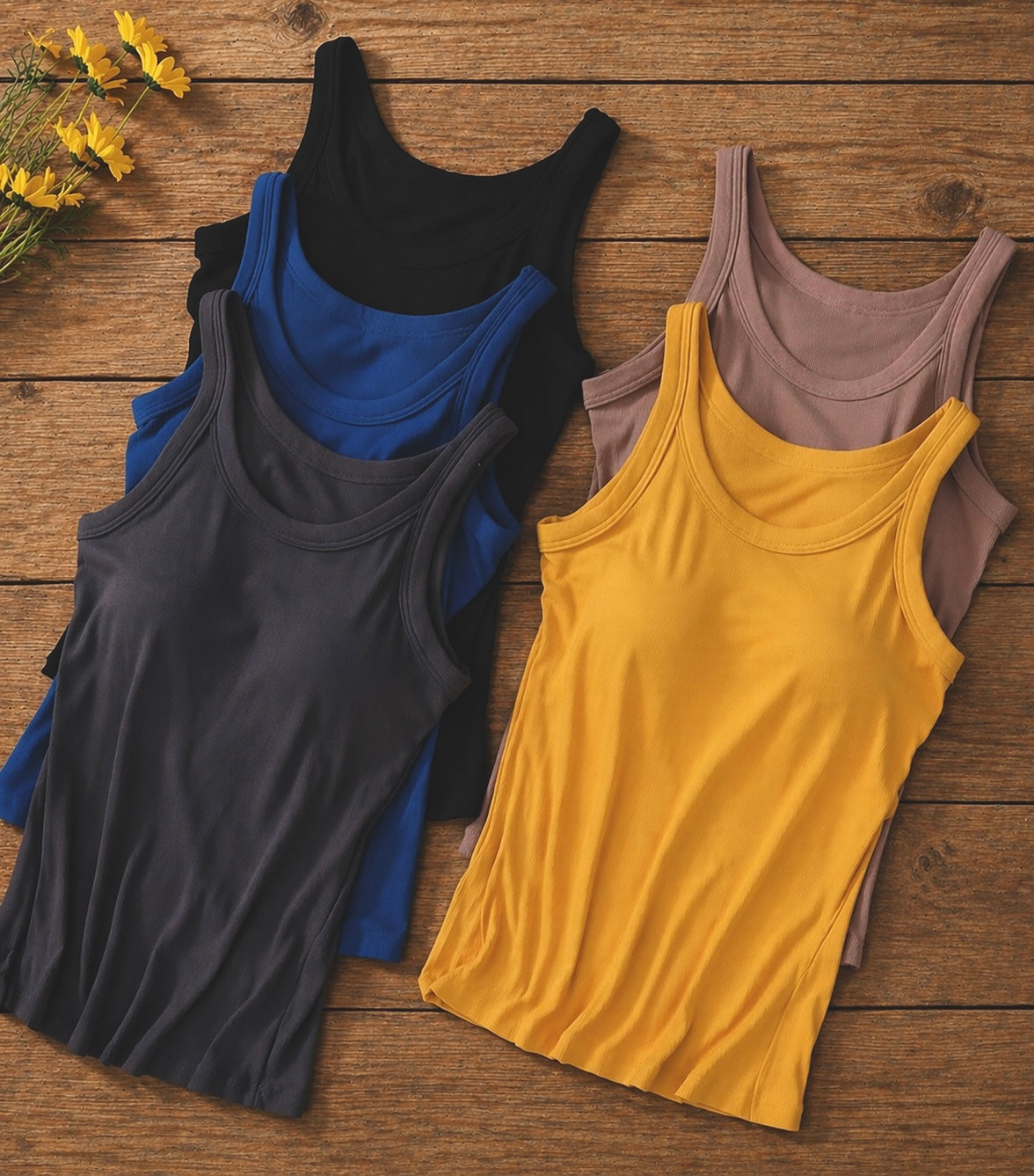 Skinny Rib Built in Bra Tank