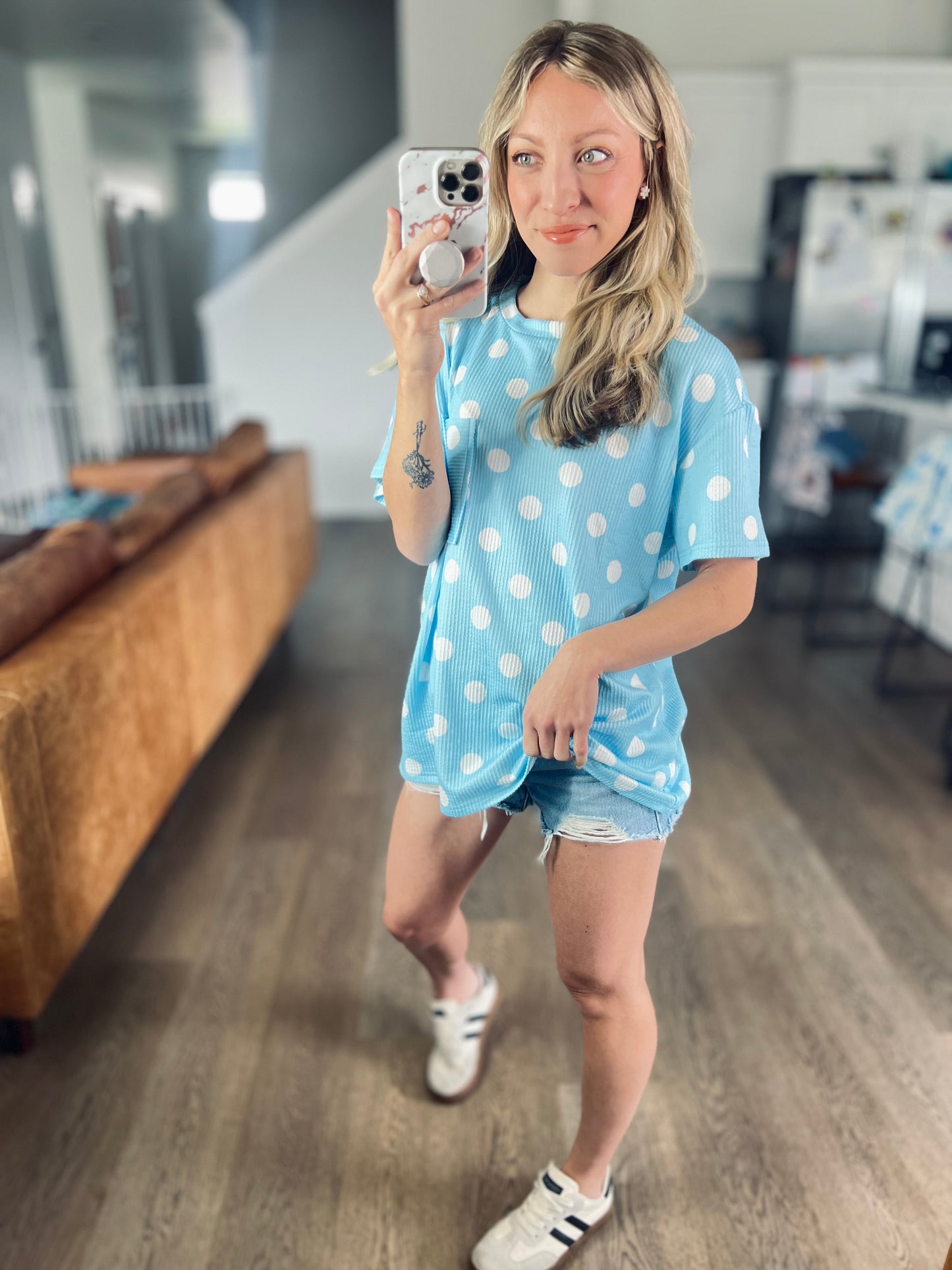 Carolina Sky Polka Dot Tee