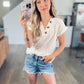 Olivia Openwork V-Neck Short Sleeve Button Top