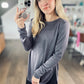 Longline Tulip Hem Top in Dark Stone