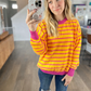 Happiness Stripe Sweater in Orange/Pink