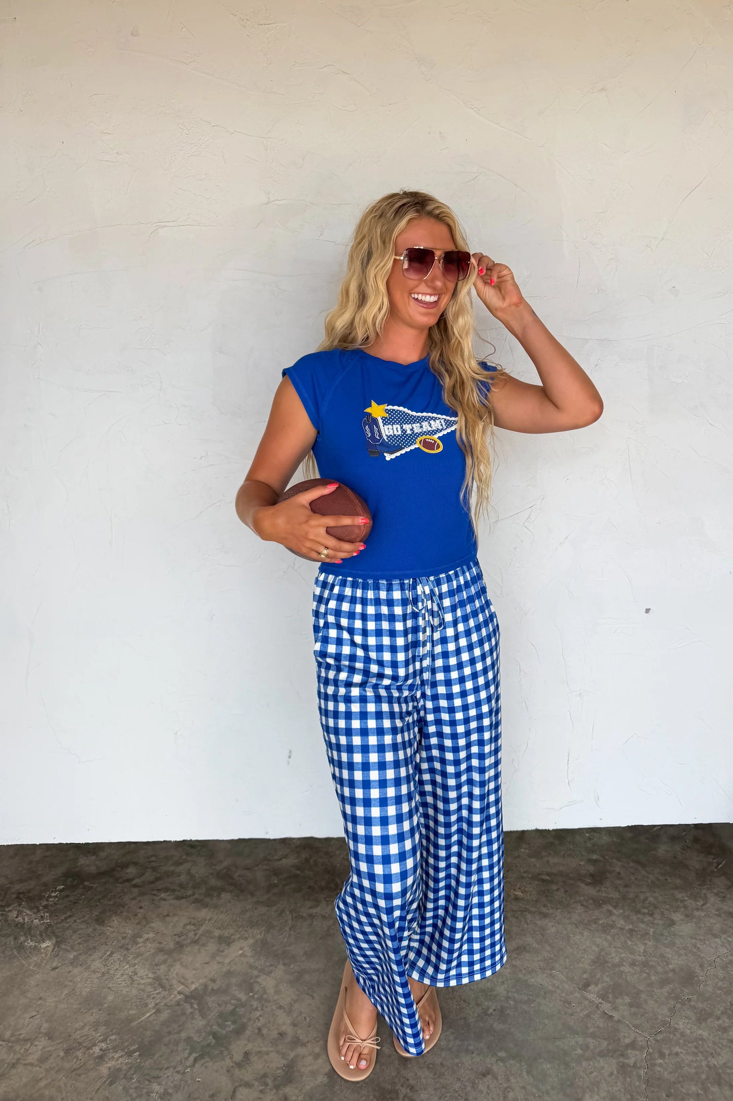 PREORDER: Game Day Wide Leg Pants - Gingham and Stripes  // eta September