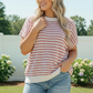 Breezy Stripe Knit Top in Ivory and Red