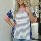 Stripe and Floral Mixed Top