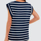 Striped Round Neck Cap Sleeve Top