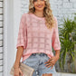 [4 colors] Openwork Round Neck Knit Top