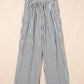 Black Stripe Wide Leg Casual Pants