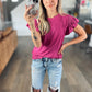 [6 colors] Ruffle Sleeve Round Neck Top