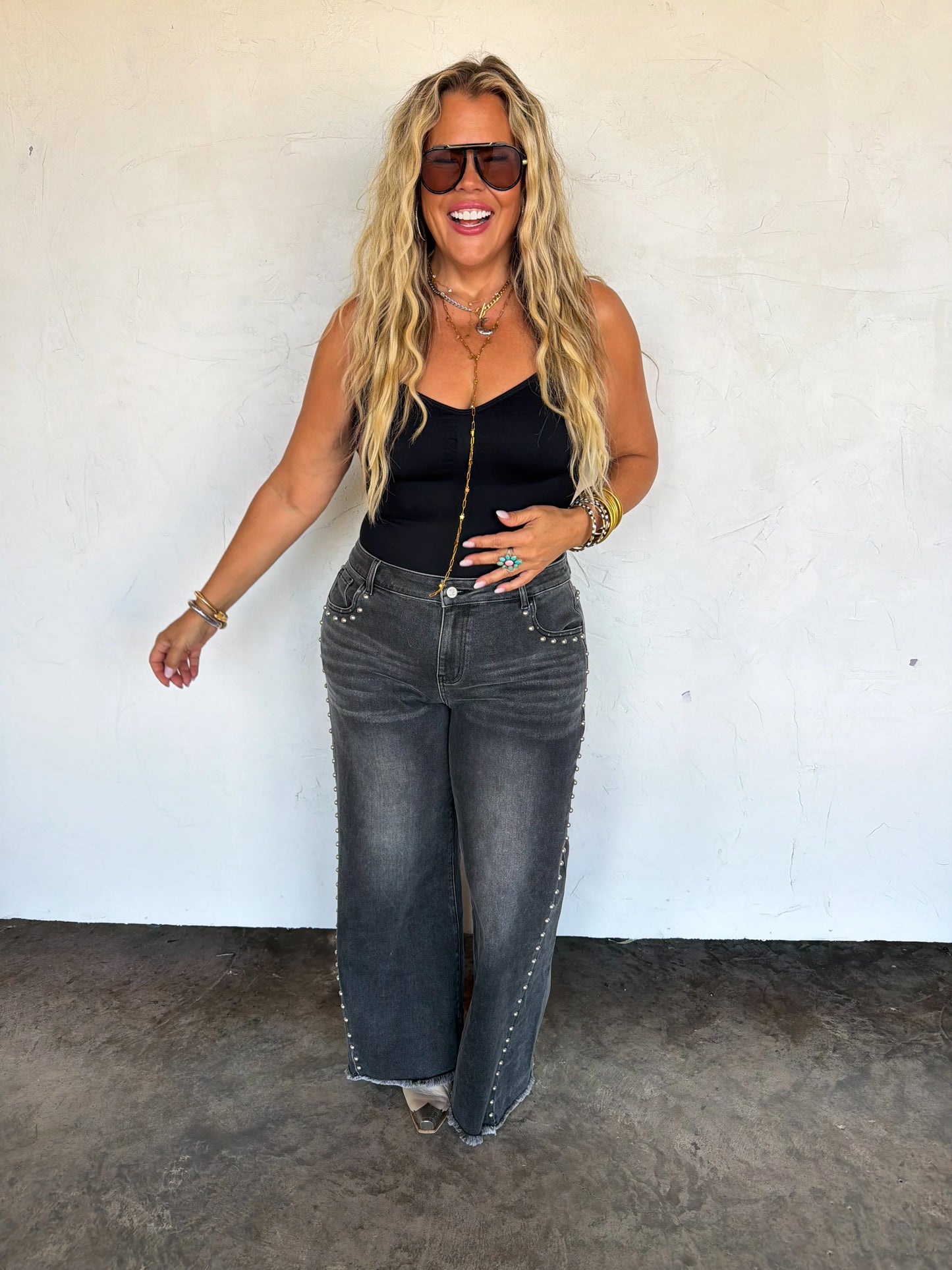 PREORDER: // OFF THE GRID STUDDED JEANS-Distressed and Classic // eta November