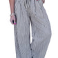Black Stripe Wide Leg Casual Pants