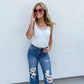 PREORDER: Signature Dark Wash Distressed Jeans // eta October