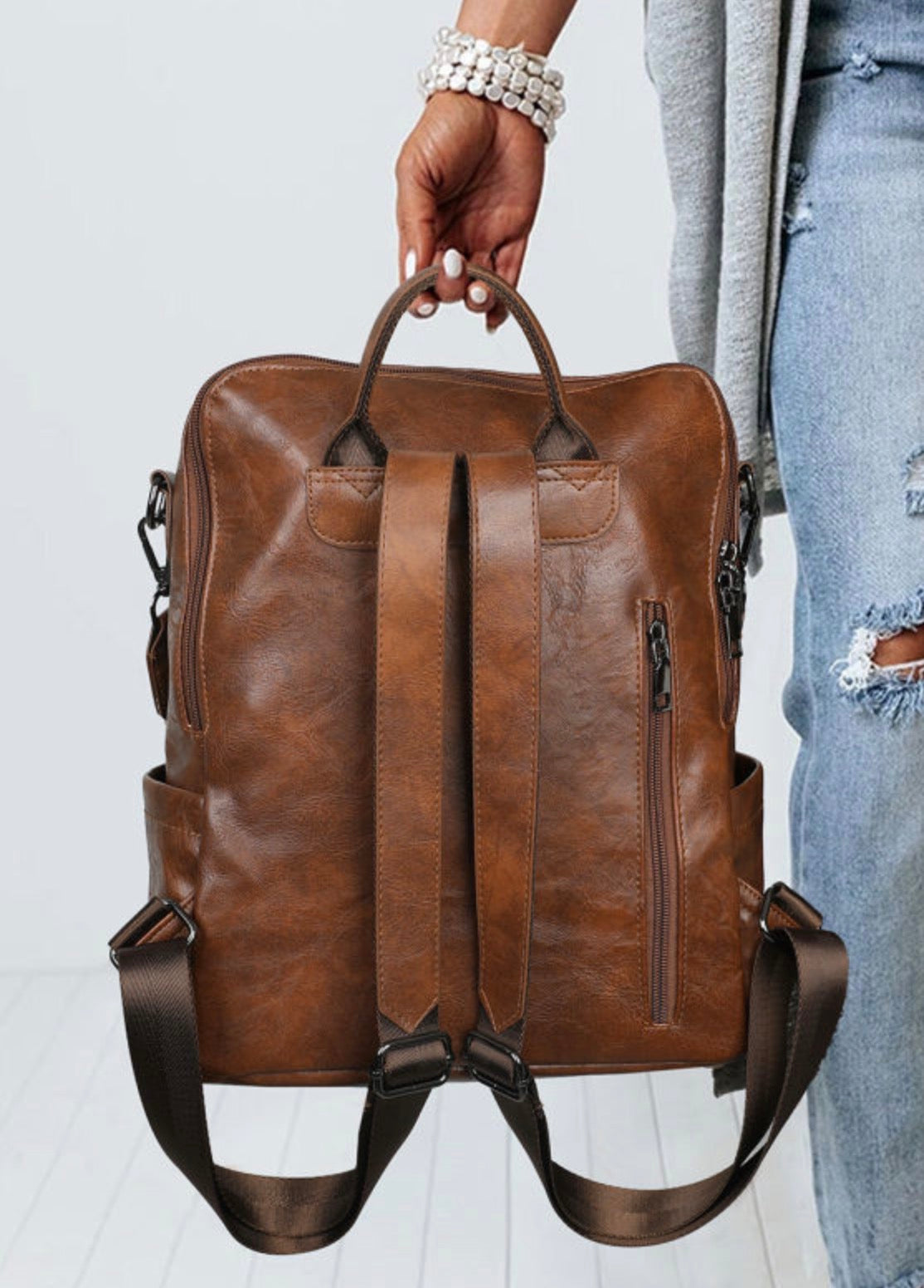 Dark Chocolate PU Leather Backpack