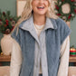 Snuggle Season Sherpa Vest in Slate