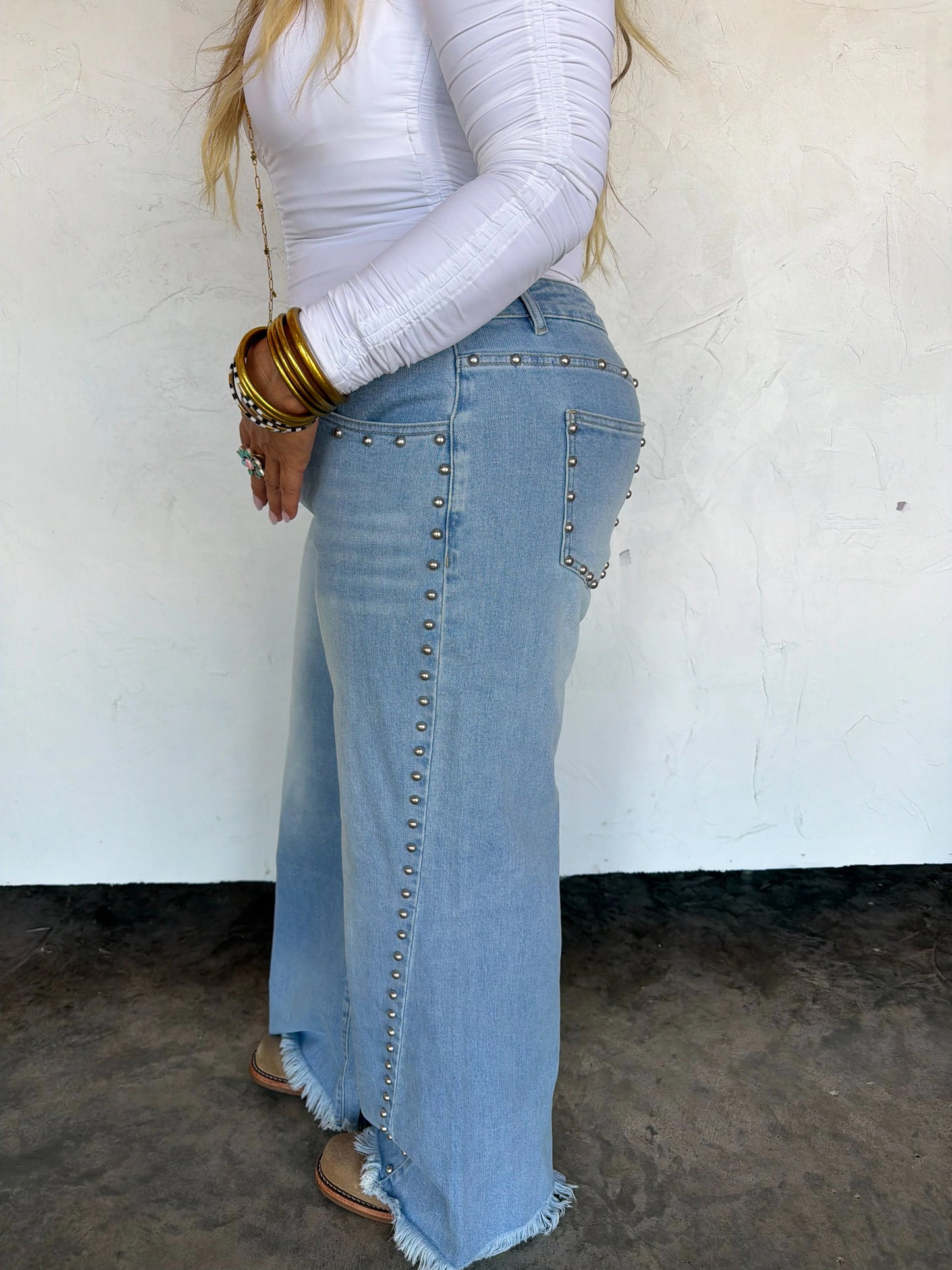 PREORDER: // OFF THE GRID STUDDED JEANS-Distressed and Classic // eta November