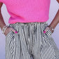Black Stripe Wide Leg Casual Pants