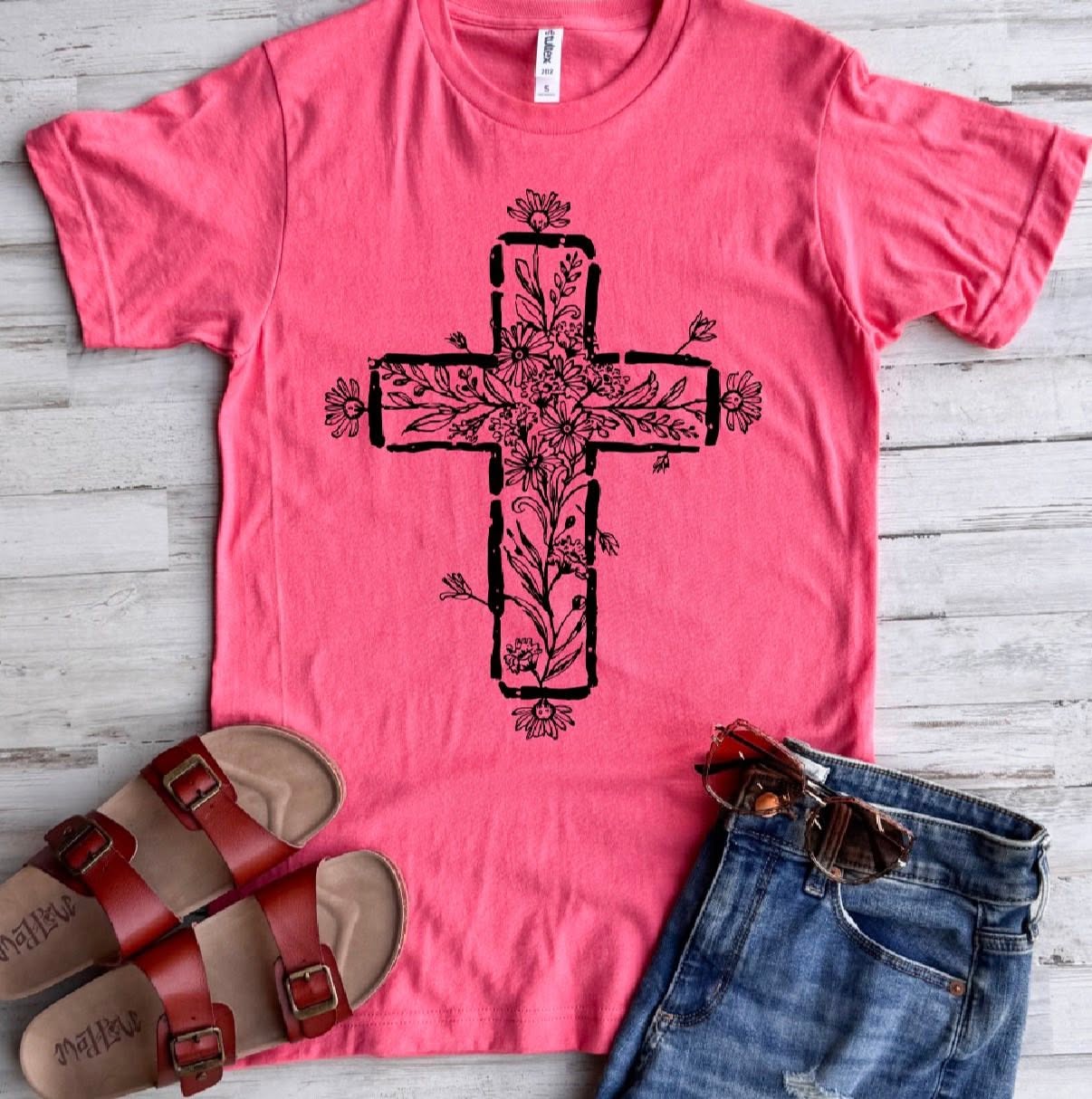 DEAL PRICING // PREORDER: Floral Cross Tee //ships free