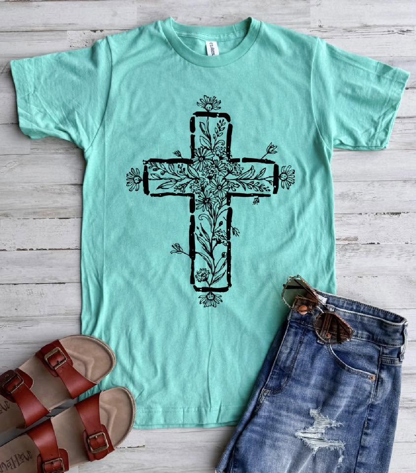 DEAL PRICING // PREORDER: Floral Cross Tee //ships free