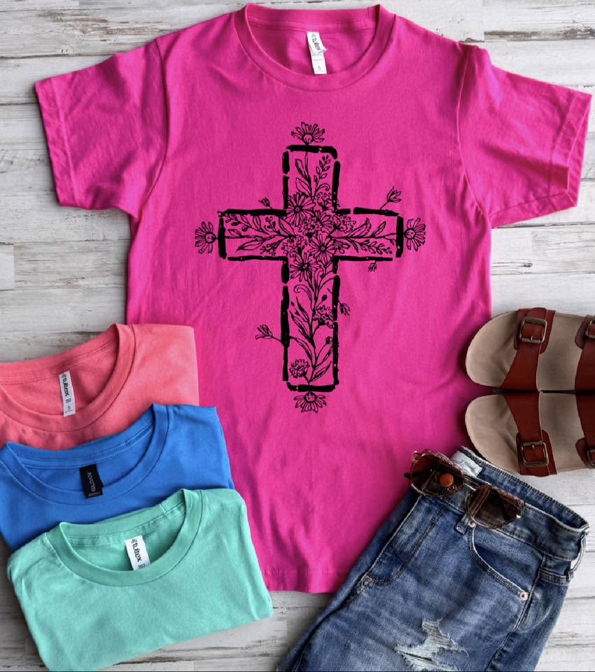 DEAL PRICING // PREORDER: Floral Cross Tee //ships free