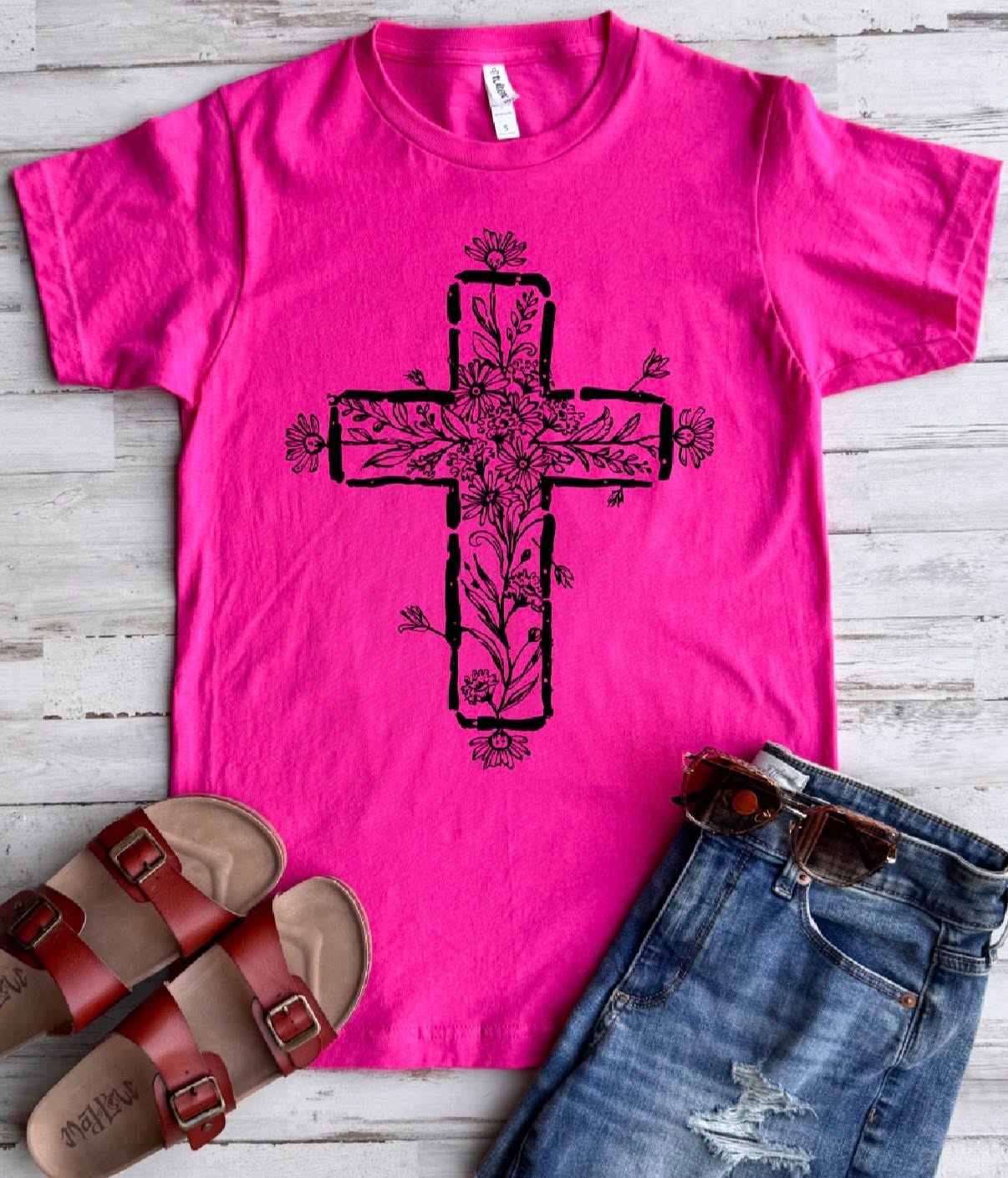 DEAL PRICING // PREORDER: Floral Cross Tee //ships free