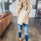 Textured Stripe Patchwork Detail Half Sleeve Top