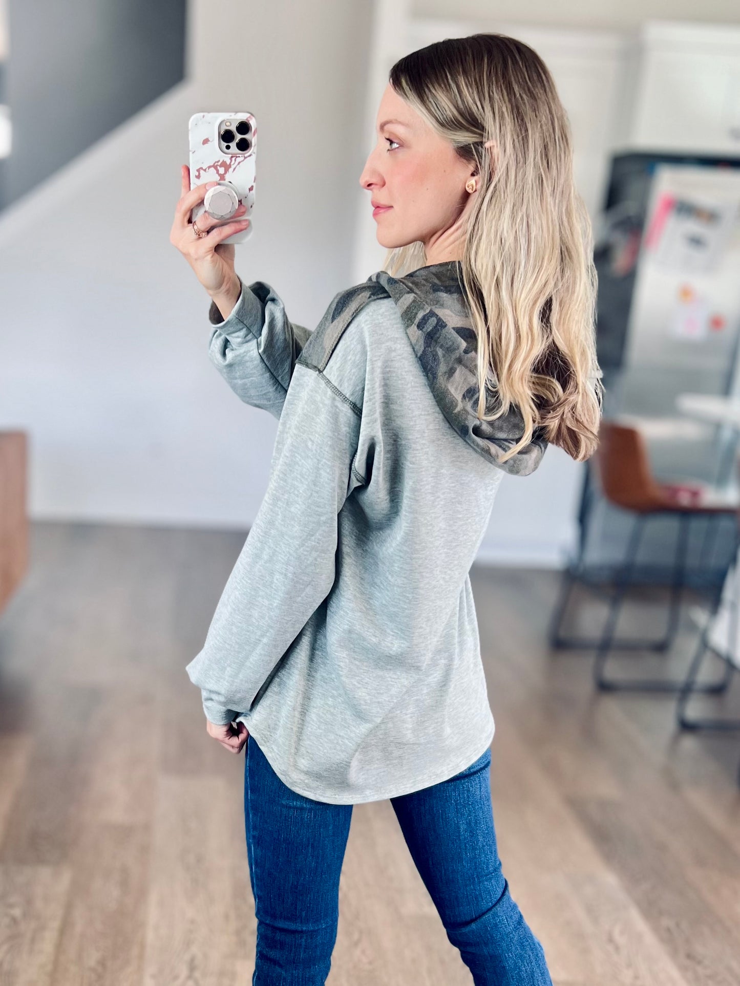 Camo Button Hoodie