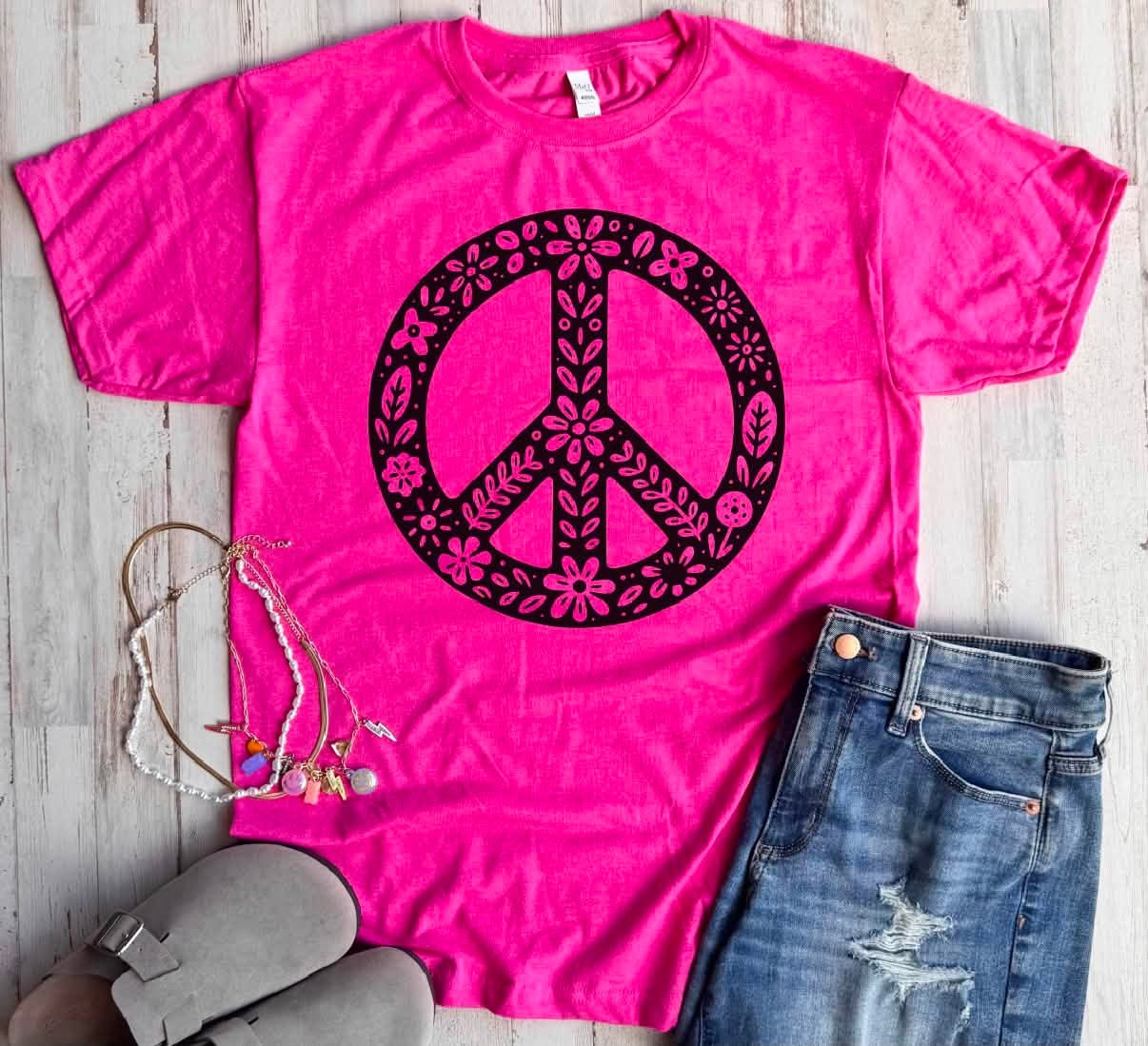 PREORDER:Floral Peace Sign Tee//ships in about 2 weeks