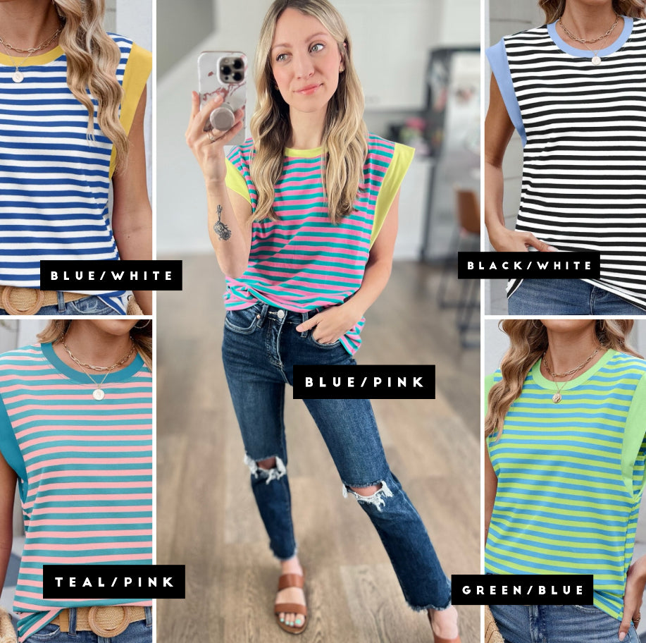 Lovingly Stripe Contrast Top