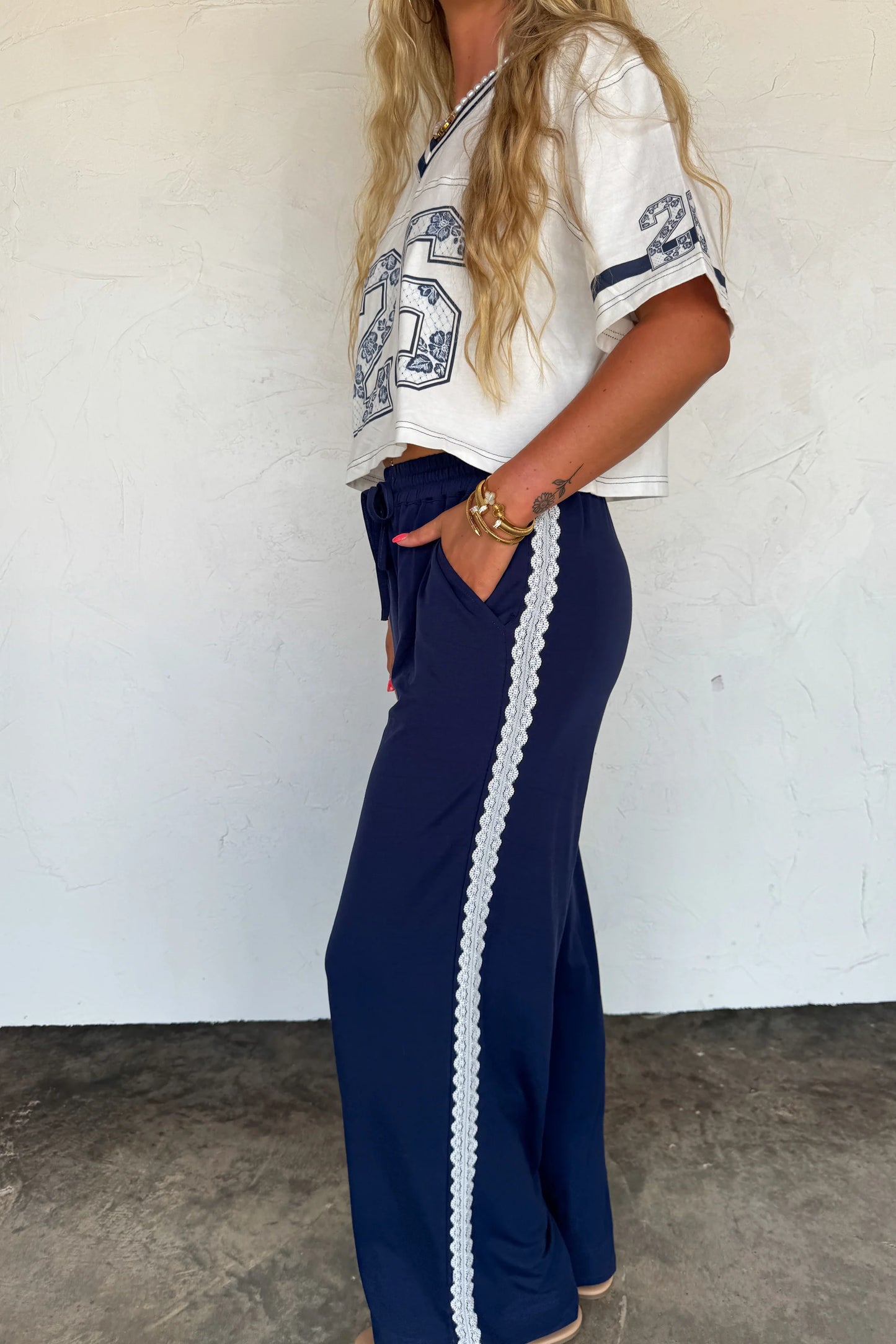 PREORDER: Rally Girl Track Pant with Lace Trim // eta September