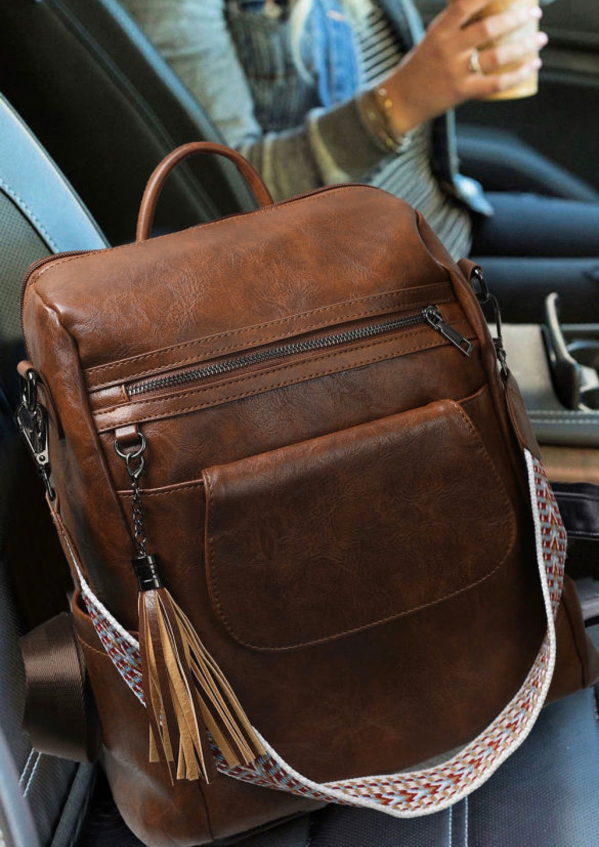Dark Chocolate PU Leather Backpack