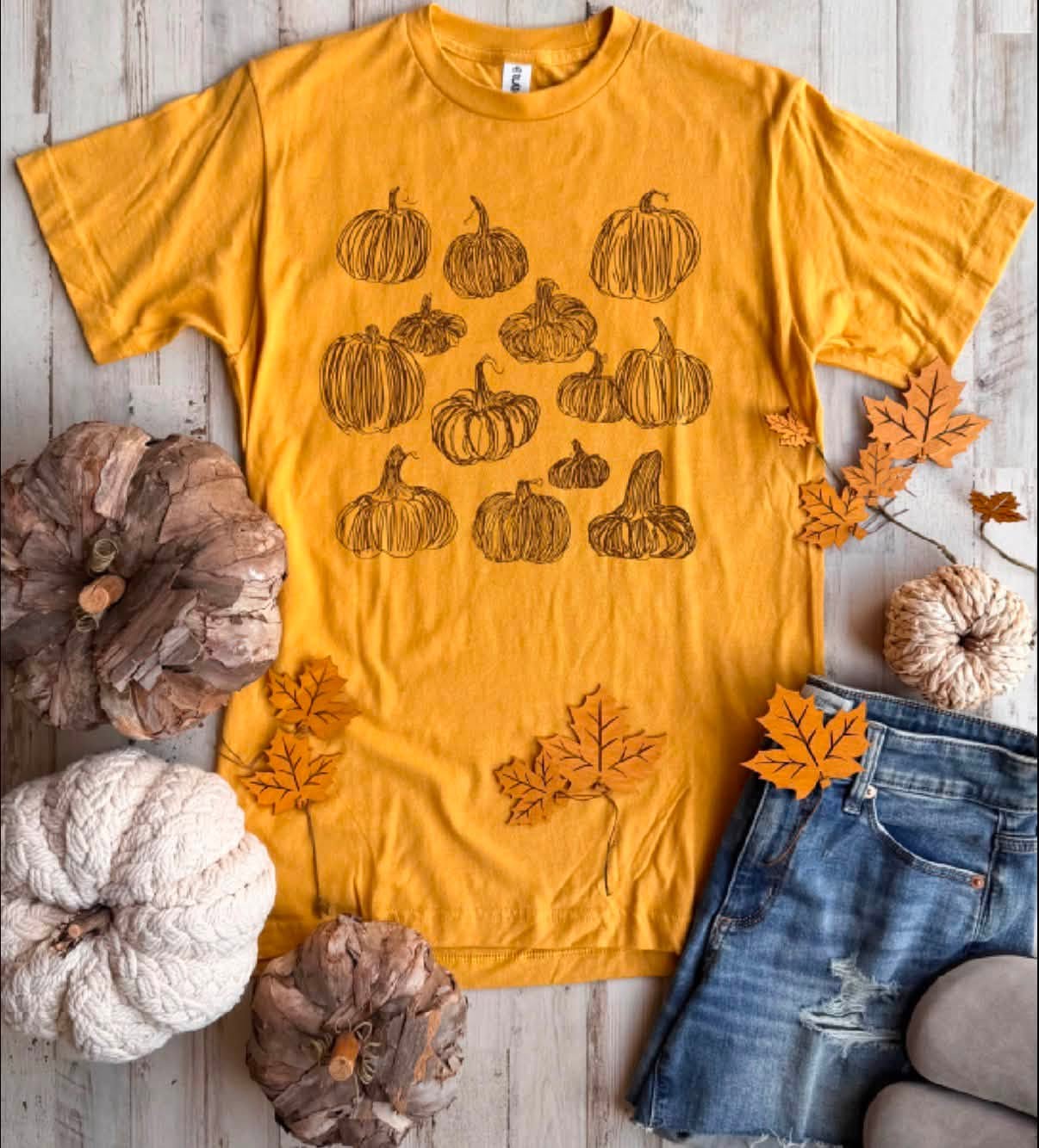 PREORDER: Hand Drawn BROWN Pumpkin Tee//ships in about 2 weeks